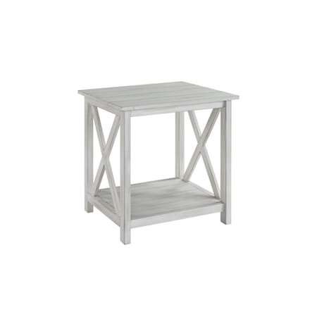 Benjara 24 x 22 x 22 in. 1 Open Shelf Wooden End Table with X-Shaped Accents, White BM239762